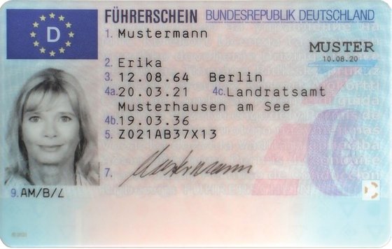 Muster Führerschein Vorderseite.